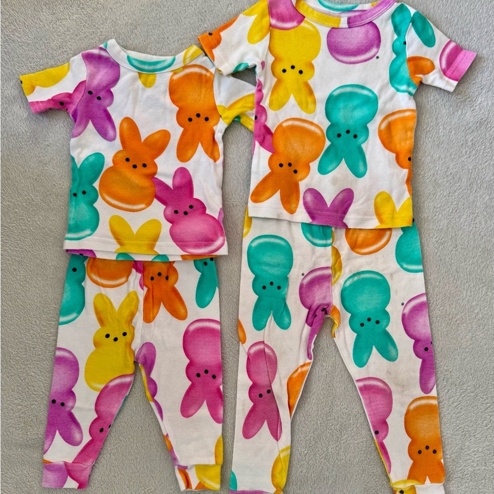 Colorful Bunny Print Kids Pajama Set